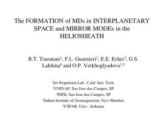The FORMATION of MDs in INTERPLANETARY SPACE and MIRROR MODEs in the HELIOSHEATH