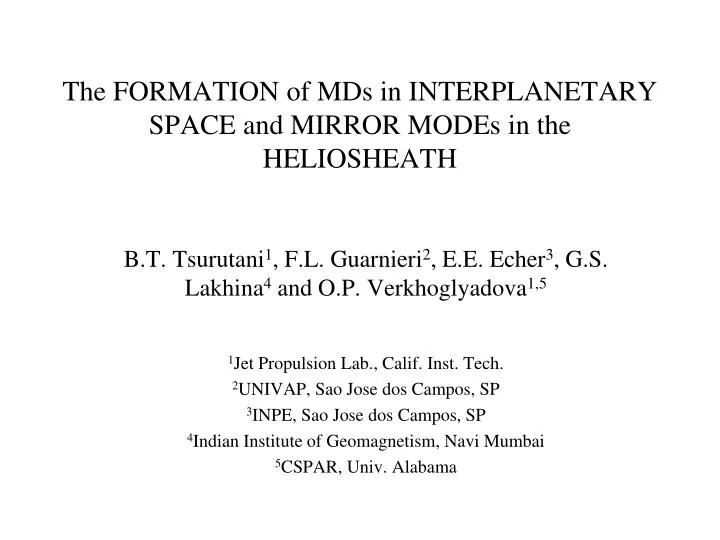 the formation of mds in interplanetary space and mirror modes in the heliosheath