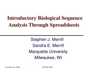 Introductory Biological Sequence Analysis Through Spreadsheets