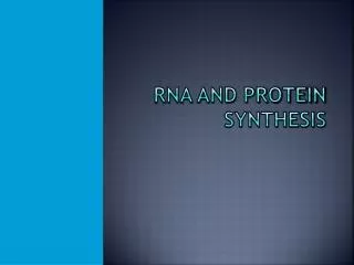 rna and protein synthesis