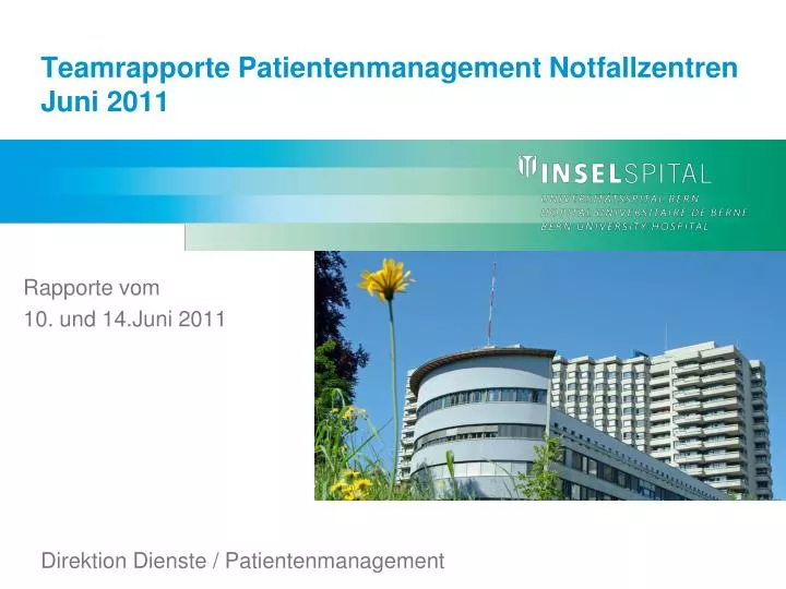 teamrapporte patientenmanagement notfallzentren juni 2011