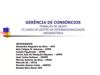 ger ncia de cons rcios trabalho de grupo 2 curso de gest o da internacionaliza o universit ria