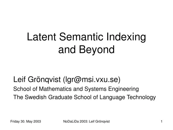 latent semantic indexing and beyond