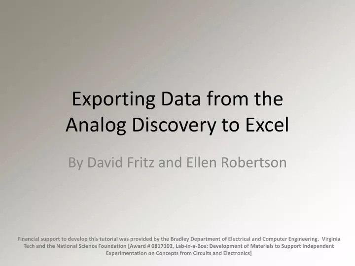 exporting data from the analog discovery to excel