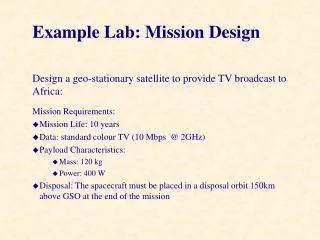 Example Lab: Mission Design