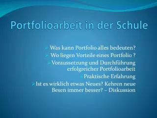 portfolioarbeit in der schule