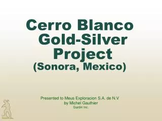 Cerro Blanco Gold-Silver Project (Sonora, Mexico)