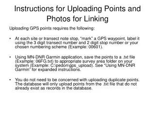 Instructions for Uploading Points and Photos for Linking