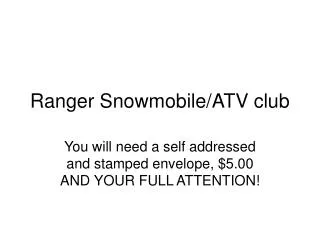 Ranger Snowmobile/ATV club
