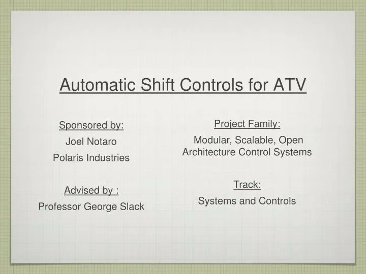 automatic shift controls for atv