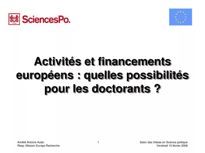 activit s et financements europ ens quelles possibilit s pour les doctorants