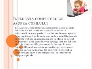 influenta computerului asupra copilului