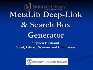 MetaLib Deep-Link &amp; Search Box Generator