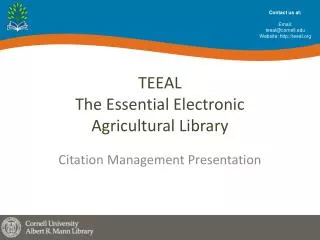 TEEAL The Essential Electronic Agricultural Library