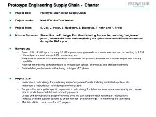 Prototype Engineering Supply Chain - Charter