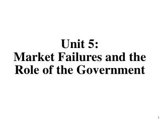 Unit 5: Market Failures and the Role of the Government