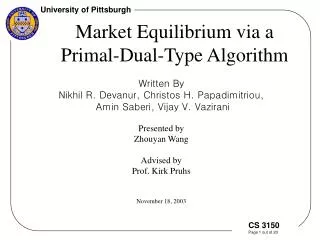 Market Equilibrium via a Primal-Dual-Type Algorithm