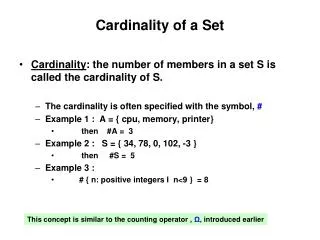 Cardinality of a Set