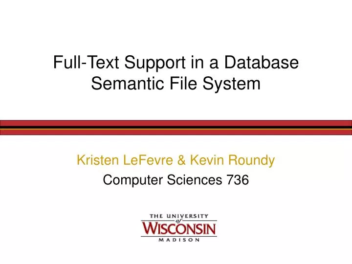 full text support in a database semantic file system