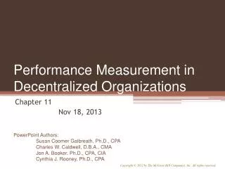 Performance Measurement in Decentralized Organizations