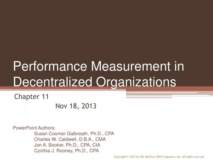 performance measurement in decentralized organizations