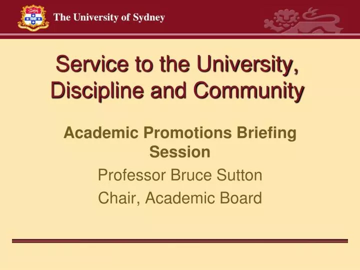 service to the university discipline and community