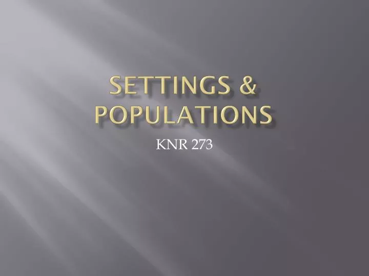settings populations