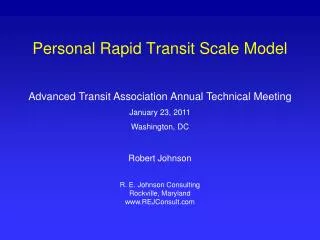 Personal Rapid Transit Scale Model