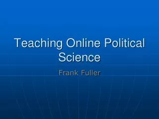 Teaching Online Political Science