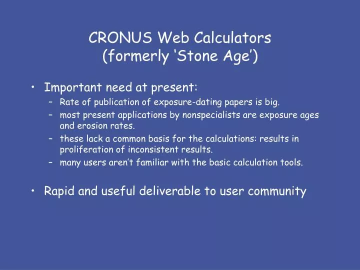 cronus web calculators formerly stone age