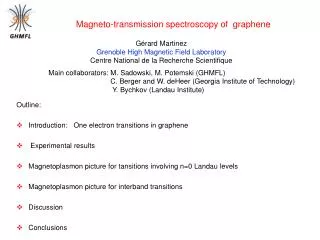 Outline: Introduction: One electron transitions in graphene Experimental results