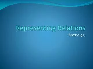 Representing Relations