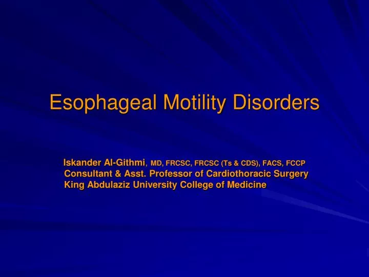 esophageal motility disorders