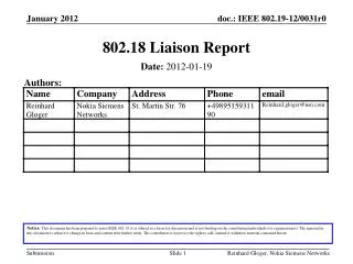 802.18 Liaison Report