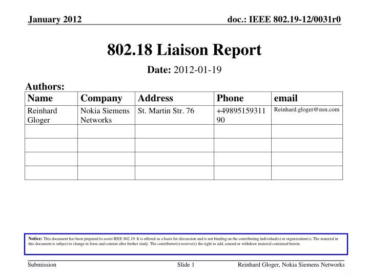 802 18 liaison report
