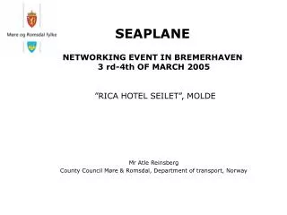 SEAPLANE NETWORKING EVENT IN BREMERHAVEN 3 rd-4th OF MARCH 2005