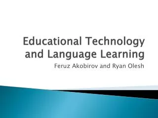 Educational Technology and Language Learning