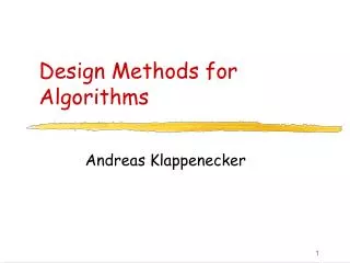 design methods for algorithms