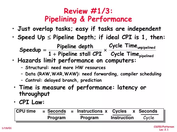 review 1 3 pipelining performance