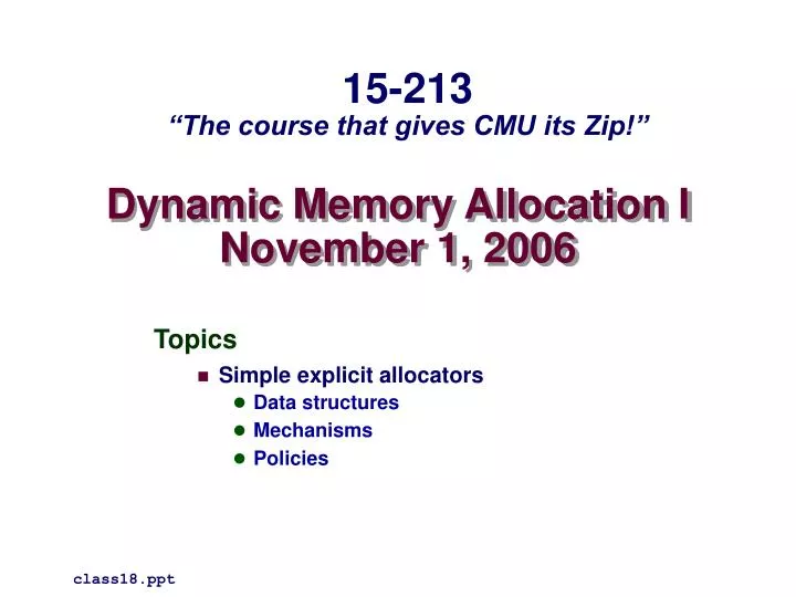 dynamic memory allocation i november 1 2006
