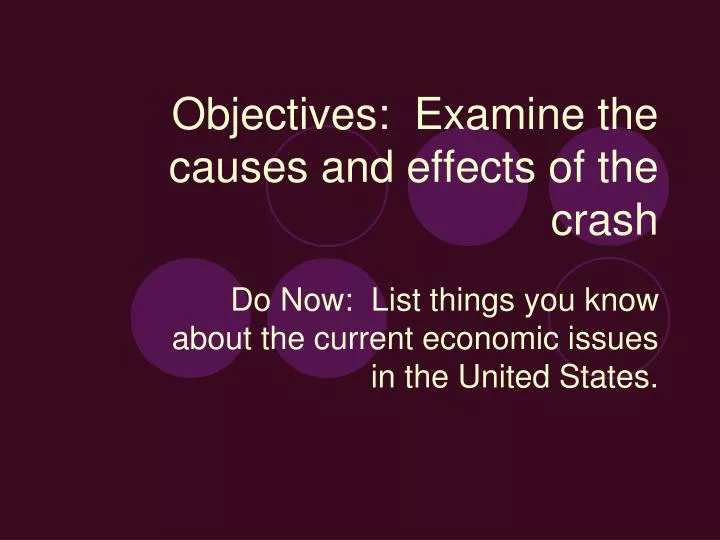 objectives examine the causes and effects of the crash