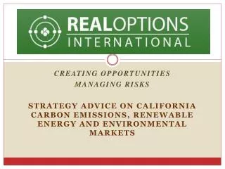 Creating Opportunities Managing Risks