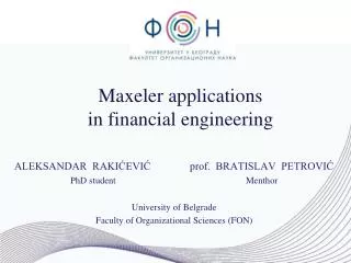 Maxeler applications in financial engineering