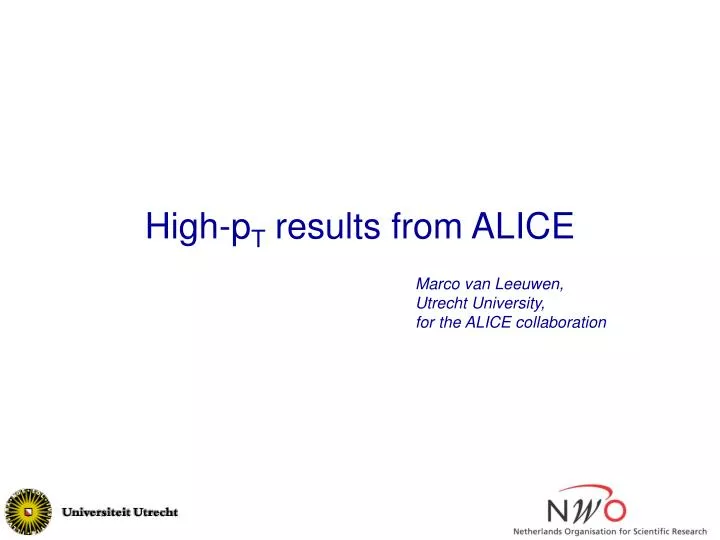 high p t results from alice
