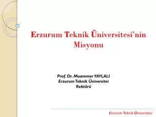 e rzurum t eknik niversitesi nin misyonu