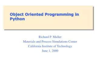 Object Oriented Programming in Python