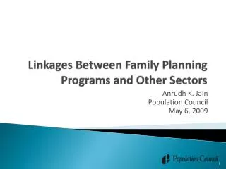 Linkages Between Family Planning Programs and Other Sectors