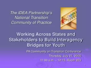 Working Across States and Stakeholders to Build Interagency Bridges for Youth