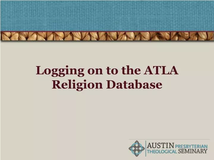 logging on to the atla religion database