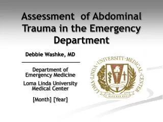 Assessment of Abdominal Trauma in the Emergency Department